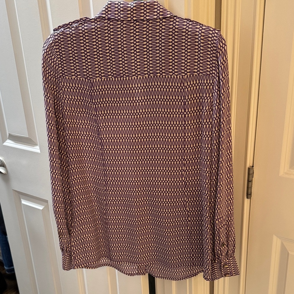 Tory Burch Purple and Cream Geometric Women's Blouse - Picture 6 of 6